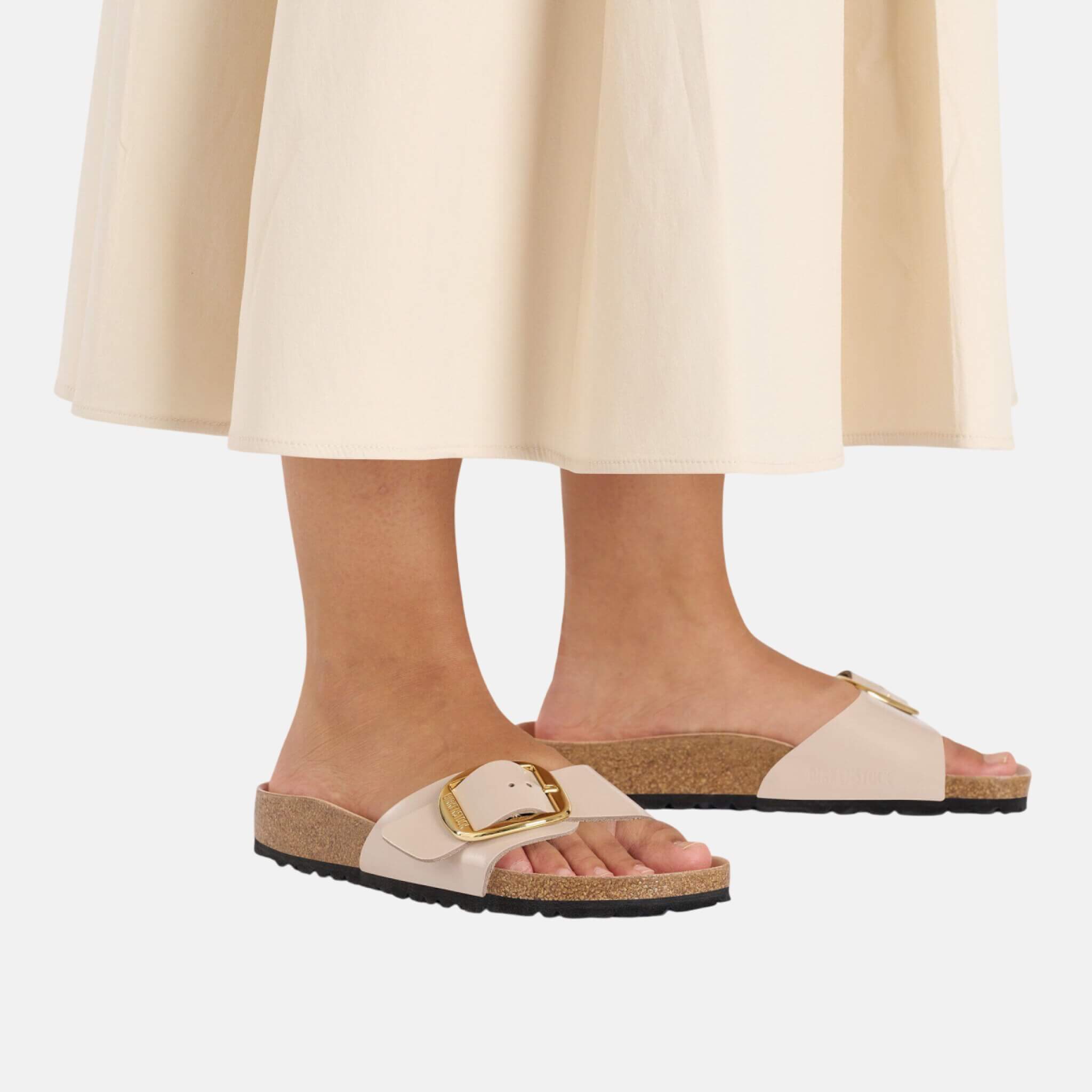 Birkenstock Madrid Big Buckle Natural Leather Patent Regular