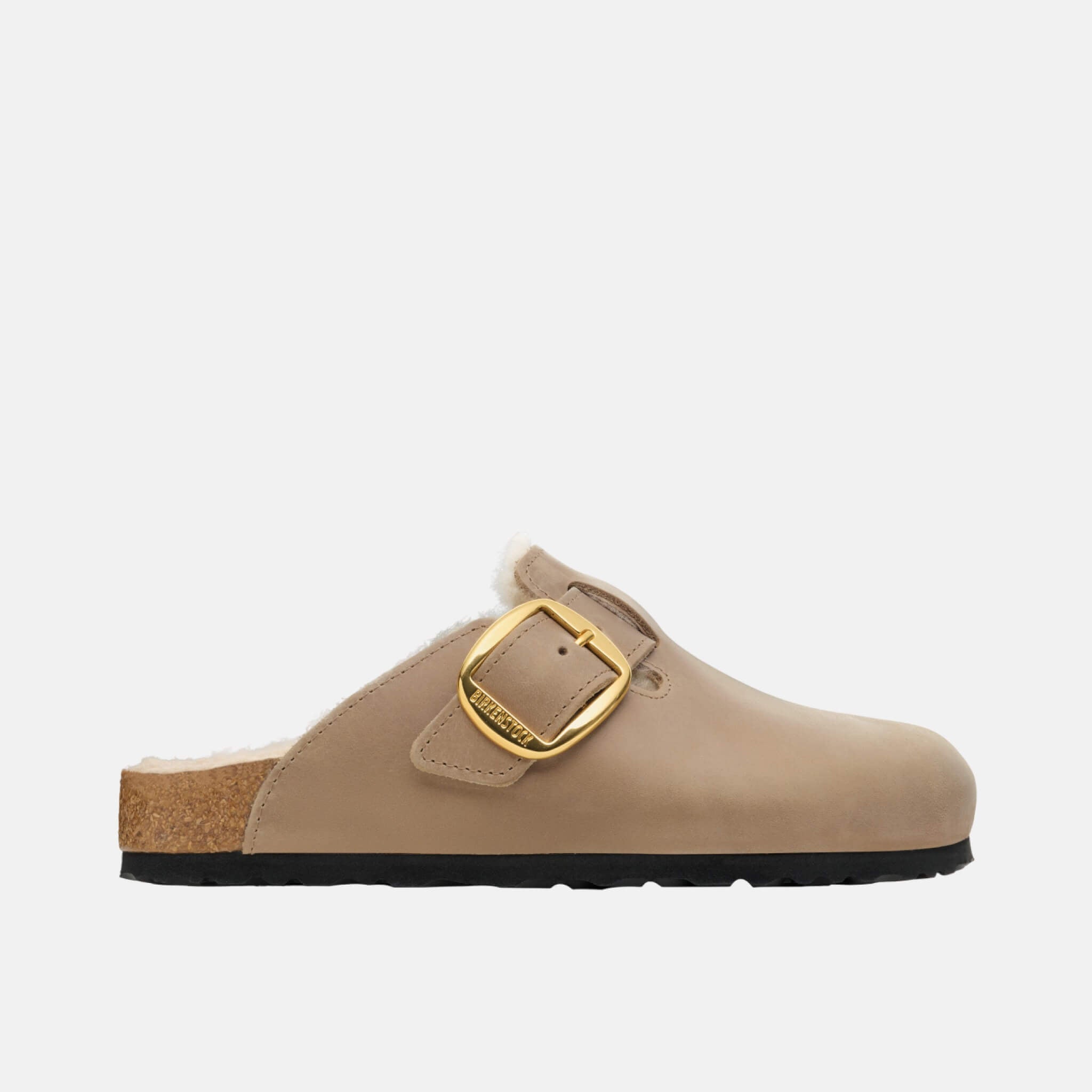 Birkenstock Boston Big Buckle Shearling Natural Oiled Leather Narrow