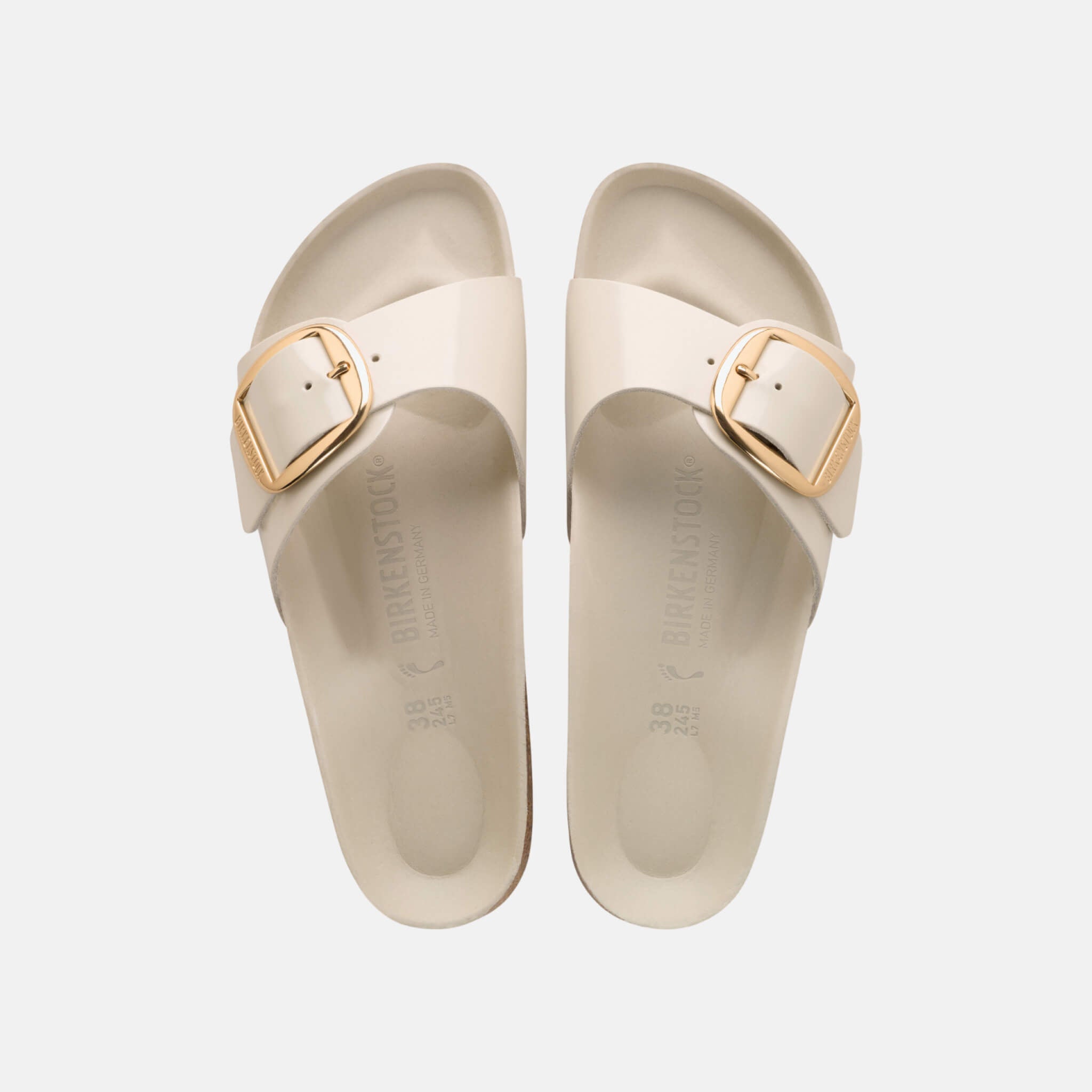 Birkenstock Madrid Big Buckle Natural Leather Patent Narrow