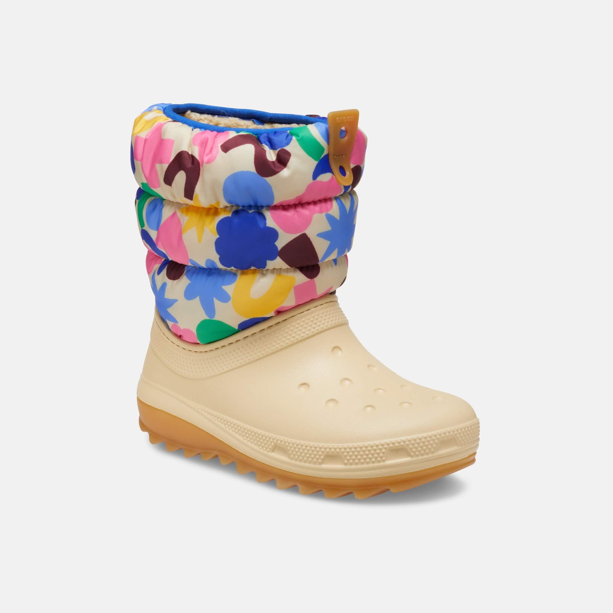Crocs Kids Classic Neo Puff Geo Shapes Boot Shitake/Multi