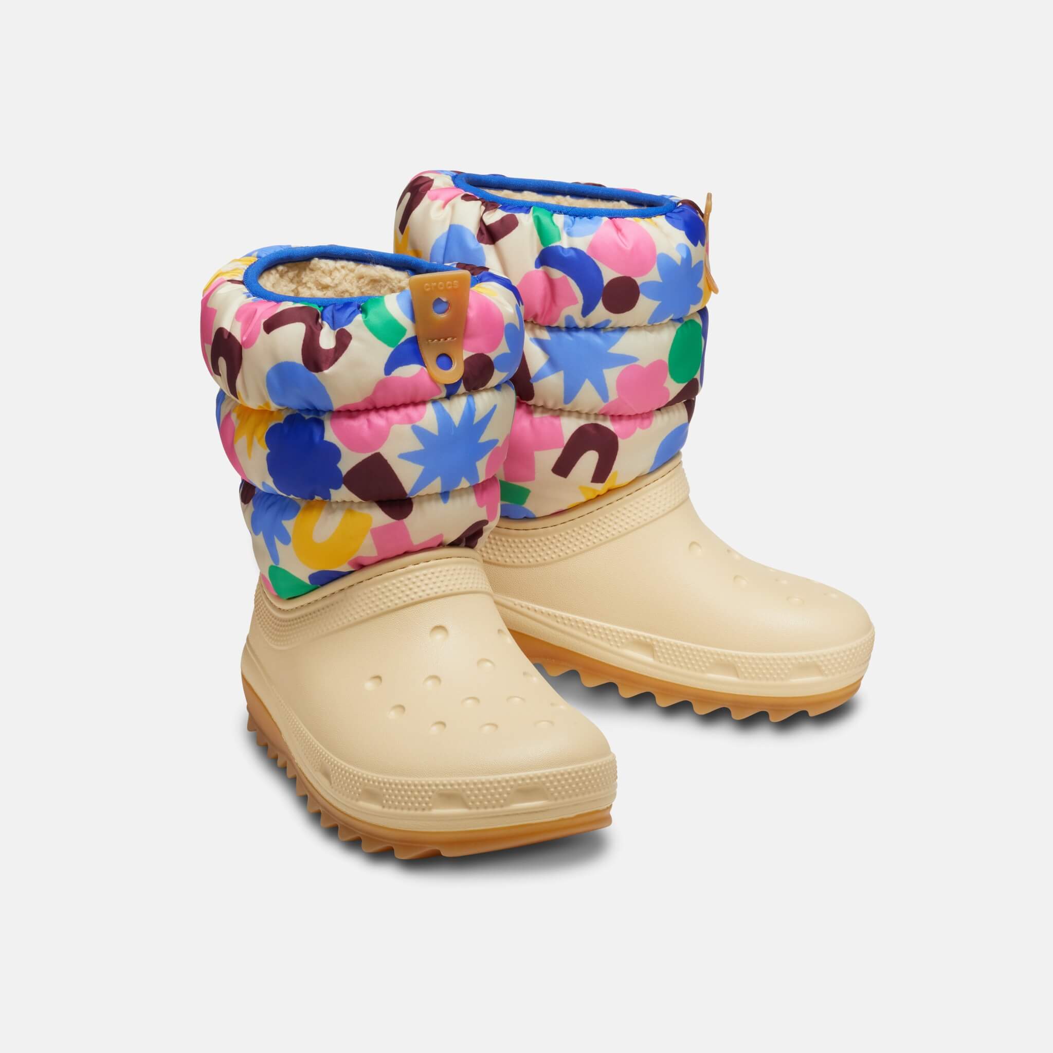 Crocs Kids Classic Neo Puff Geo Shapes Boot Shitake/Multi