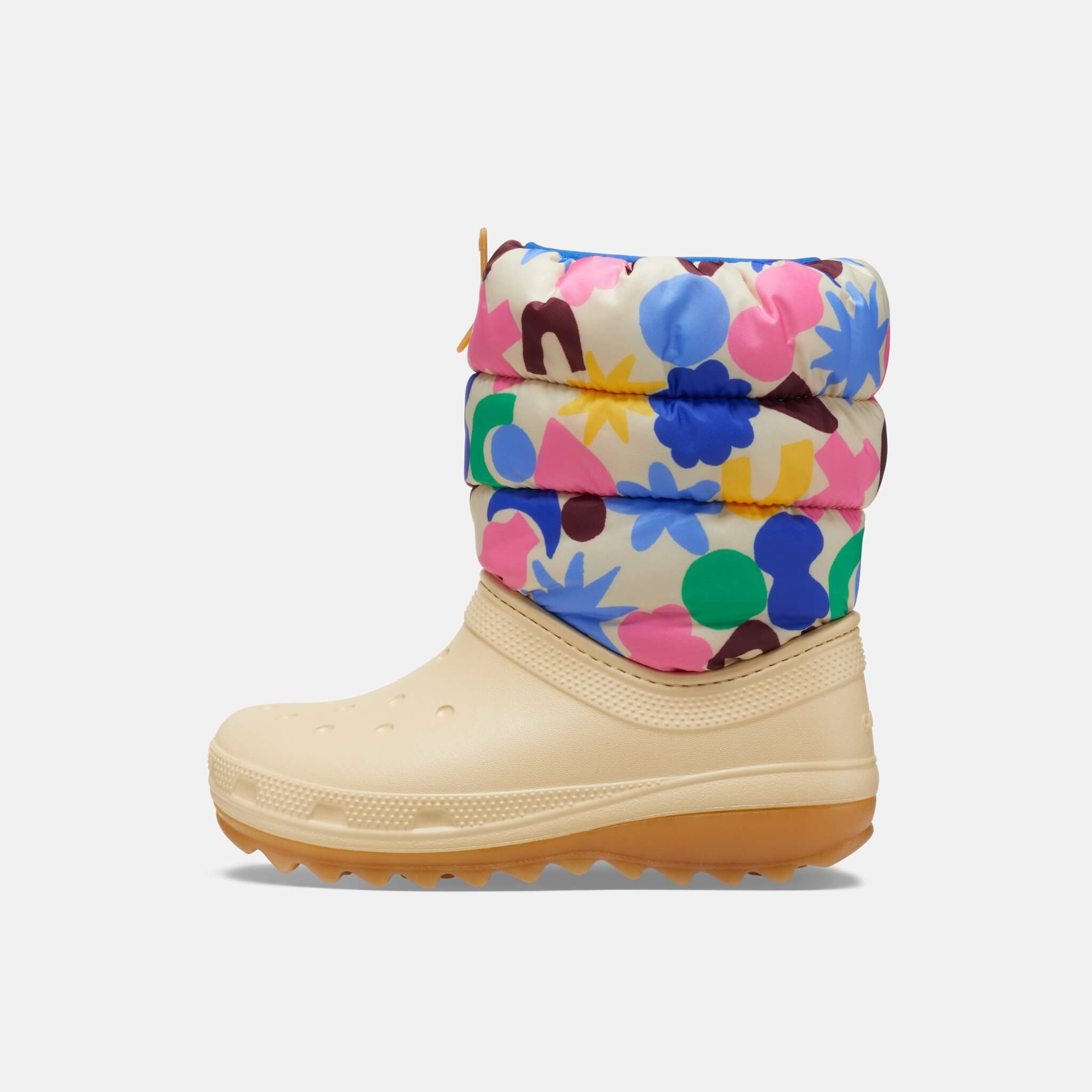 Crocs Kids Classic Neo Puff Geo Shapes Boot Shitake/Multi