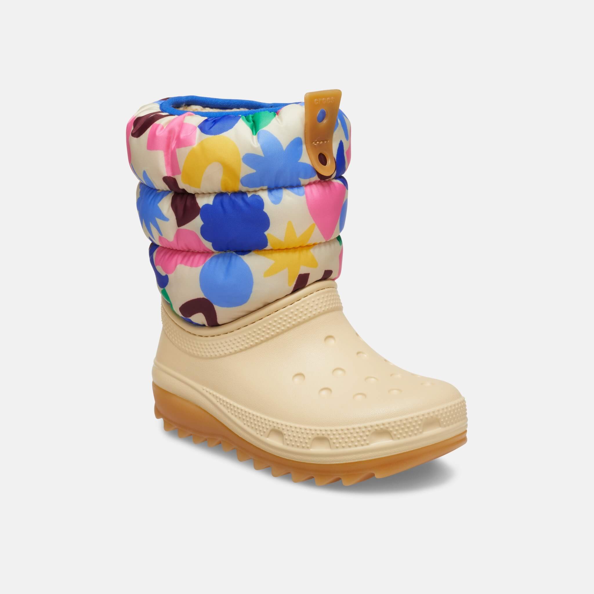 Crocs Kids Classic Neo Puff Geo Shapes Boot Shitake/Multi