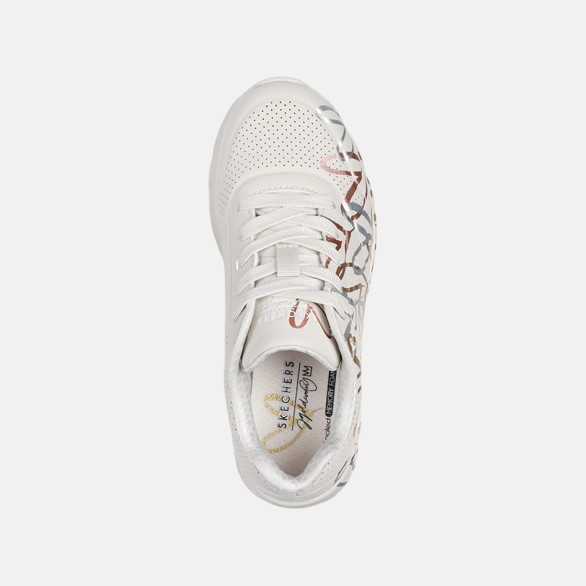 Skechers x JGoldcrown Uno Lite Metallic Love White/Gold