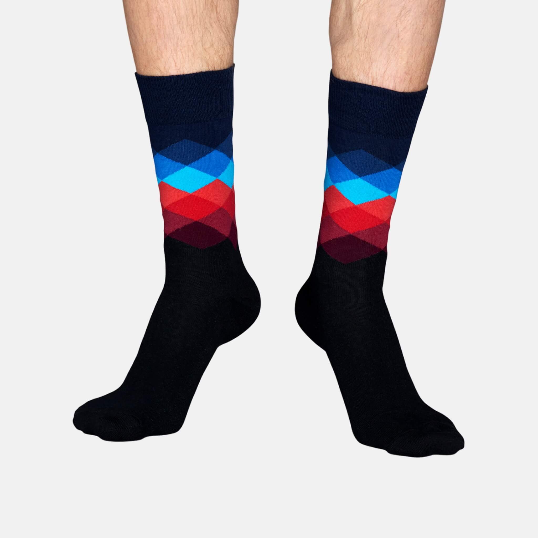 Happy Socks Faded Diamond Black Sock