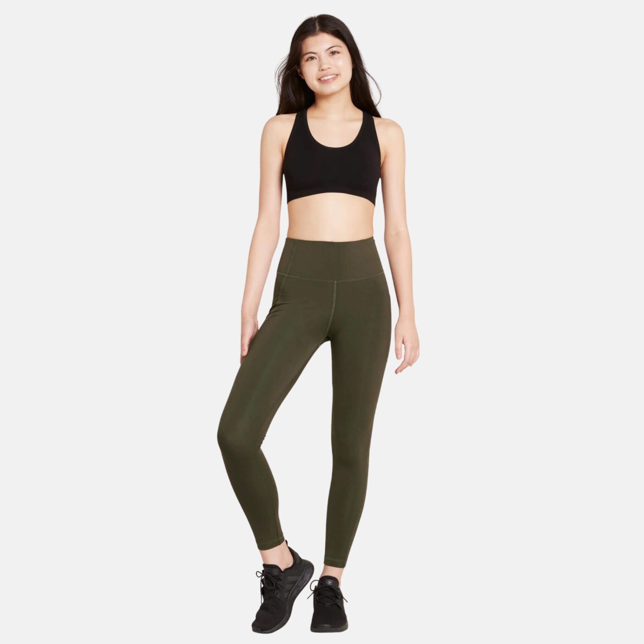 Boody Motivate Full-Length High-Waist Leggins Dark Olive