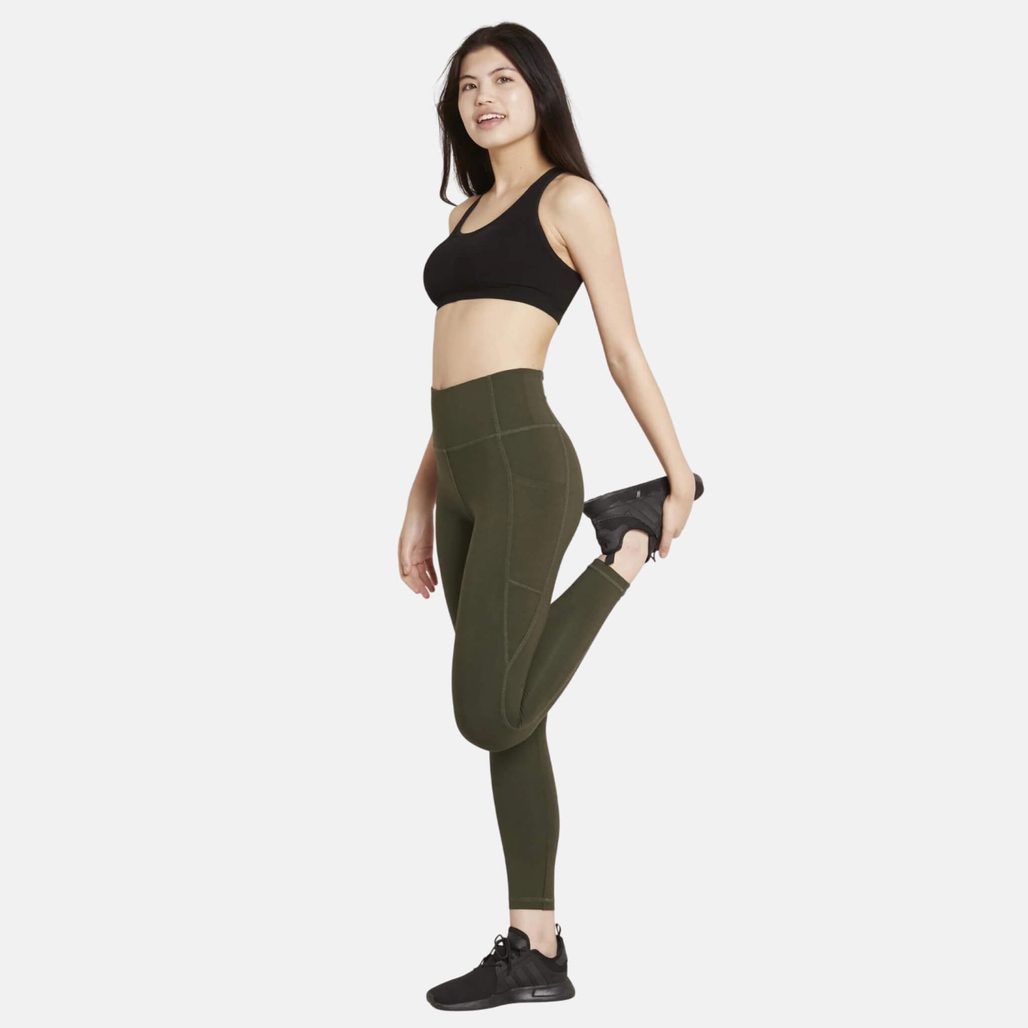 Boody Motivate Full-Length High-Waist Leggins Dark Olive