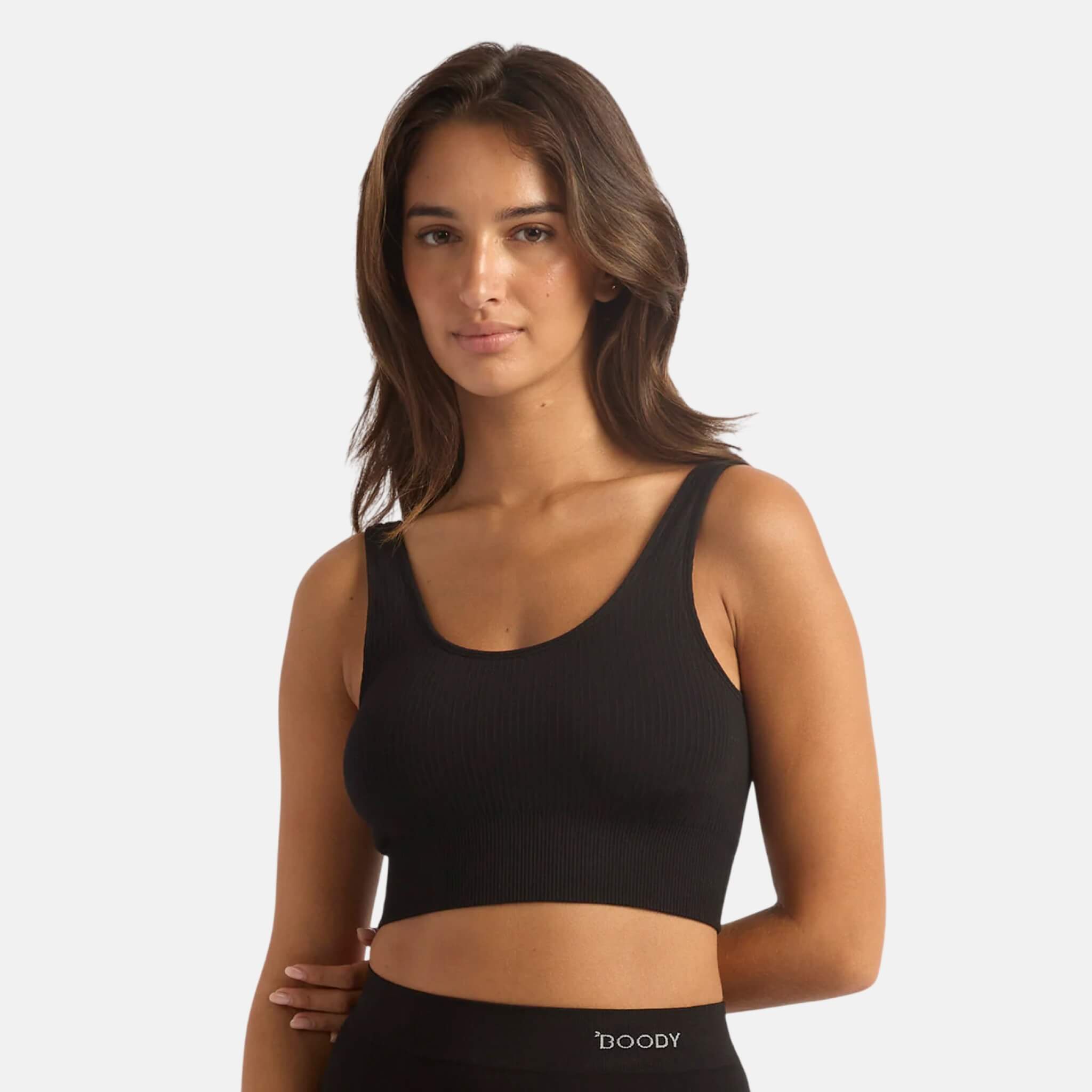 Boody Ribbed Seamless Bra Black