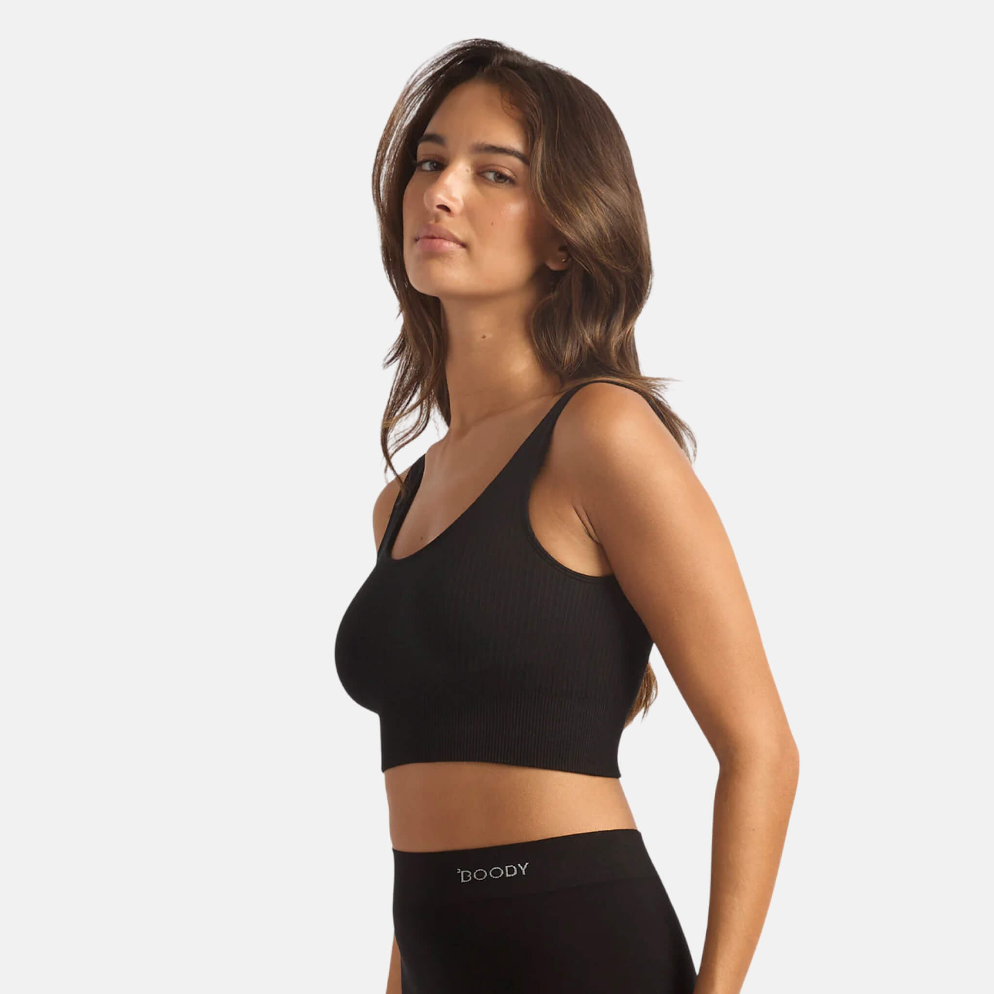Boody Ribbed Seamless Bra Black