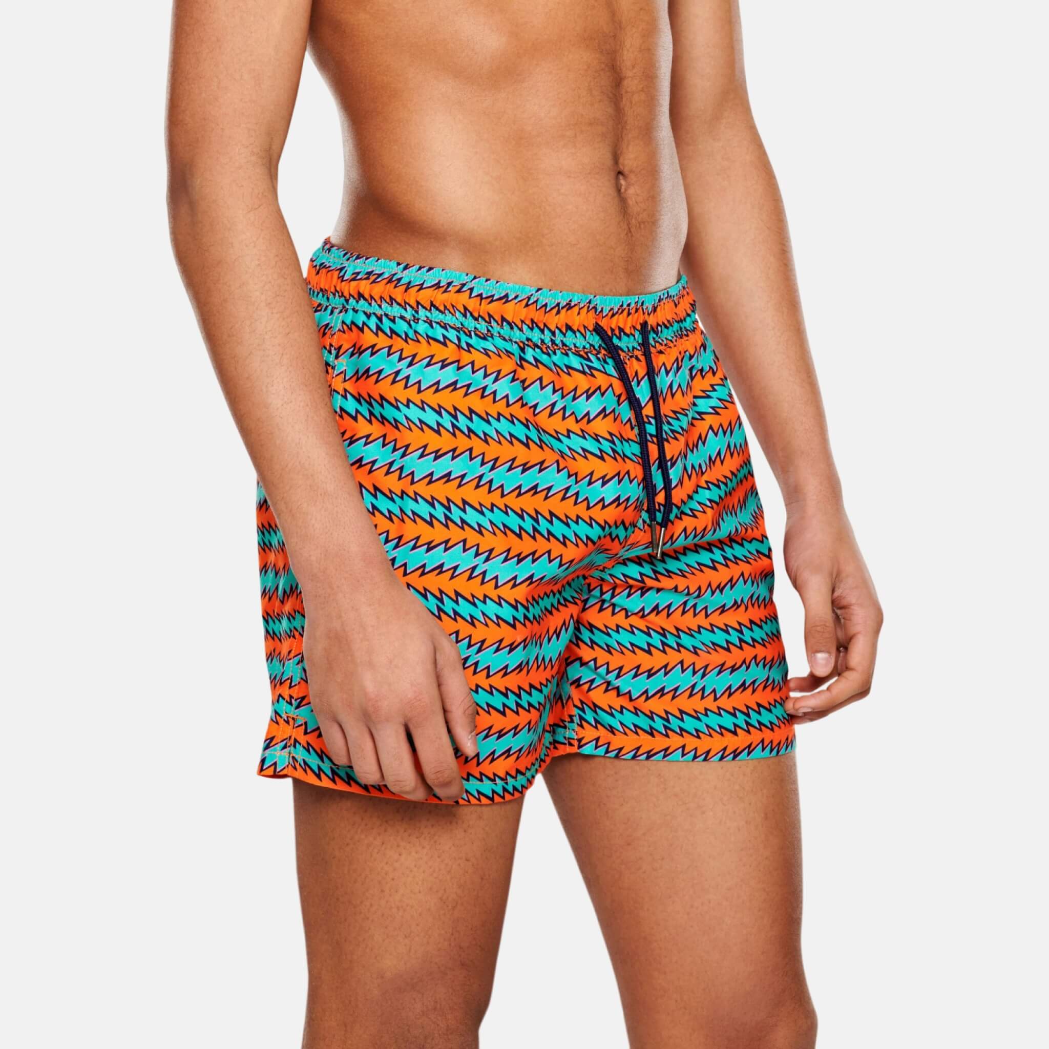 Happy Socks Rock´n Roll Stripe Green Swim Shorts